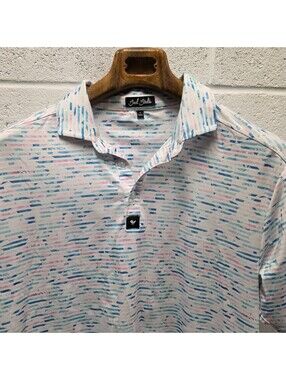 Bad Birdie Polo Shirt Men's  Striped Golf Performance Stretch Jet Stream 22x32 L